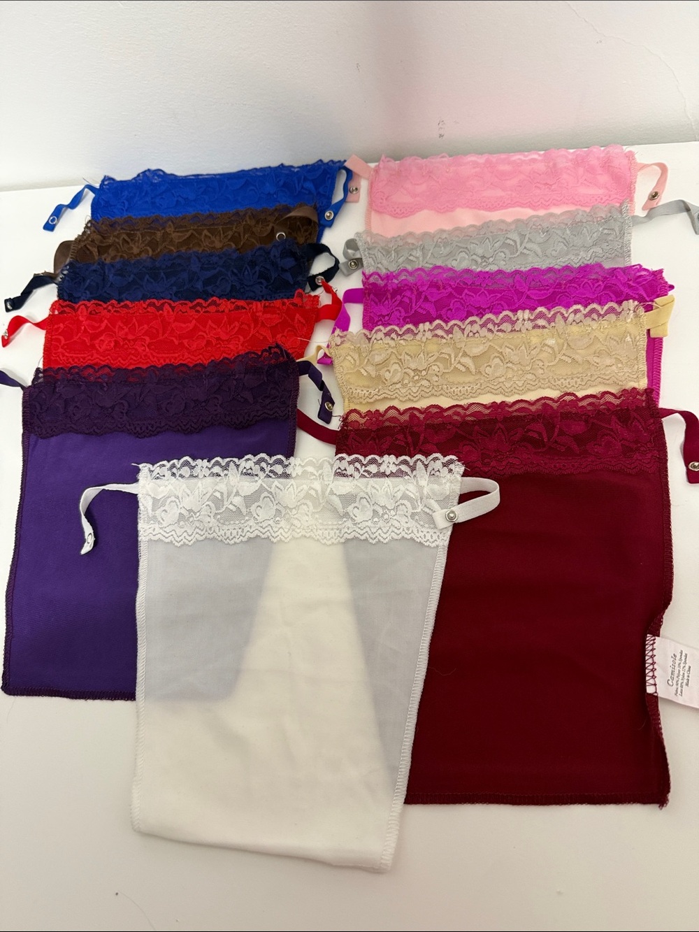 Lace clip-on mock camisoles.